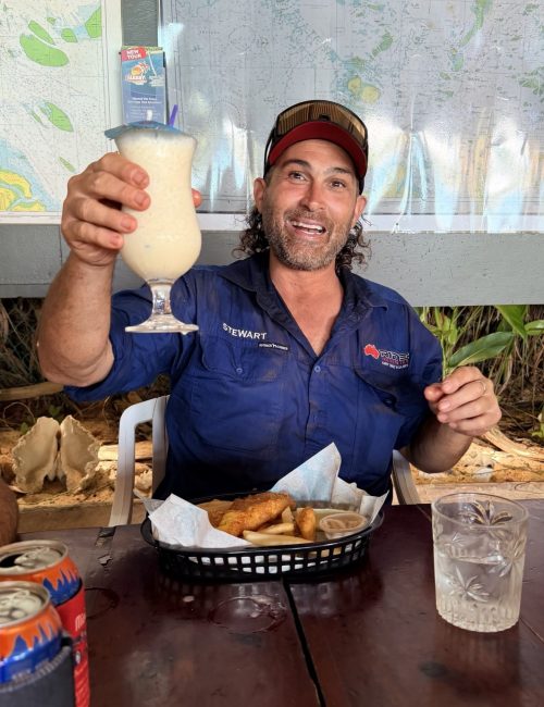 Rider with a cocktail at Albany Island